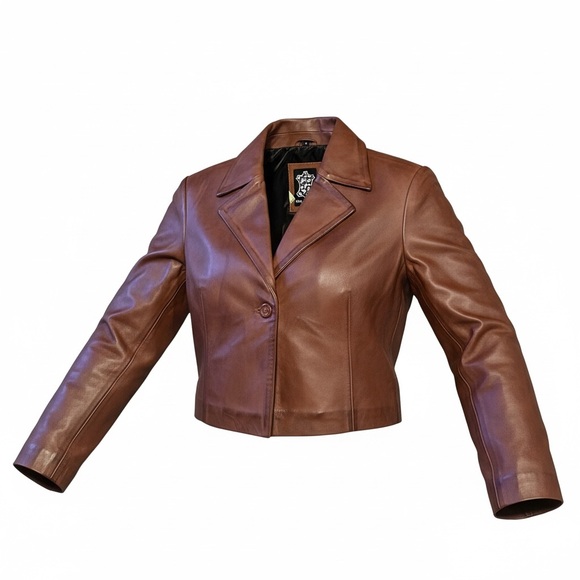 New w/ tags Women’s Genuine Lambskin Cropped Leather Jacket in Size Large